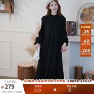 兩三事白色打底連衣裙2025冬季高領(lǐng)小個(gè)子蕾絲內搭長(cháng)裙白雪公主 黑色-y XS