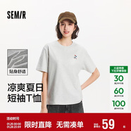 森馬（Semir）【多彩涼感T】短袖t恤女夏中長(cháng)款寬松舒適刺繡上衣109324100007