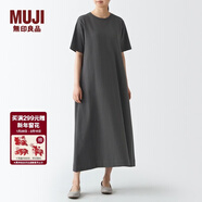 MUJI MUJI 女式 粗棉線(xiàn) 天竺編織 喇叭形連衣裙 BBP29A2S 炭灰色 M-L