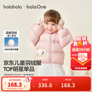 巴拉巴拉童裝兒童羽絨服寶寶男女童2025冬裝新款嬰兒外套保暖上衣泡芙羽絨 粉色小蘋(píng)果60356-白鴨絨 90 （充絨量71g 適合1-2歲）