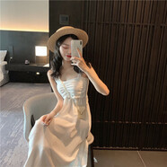 EPET2025春夏新款港味復古抹胸吊帶連衣裙女韓版收腰顯瘦氣質(zhì)百搭 白色 M