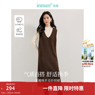 茵曼（INMAN）綿羊毛慵懶松弛V領(lǐng)無(wú)袖背心針織裙2025春秋女裝新品連衣裙長(cháng)裙子 咖色 M