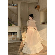 TMOO網(wǎng)紅ins比基尼性感純欲辣妹小胸聚攏溫泉度假分體泳衣女 僅單獨罩衫杏色 L L