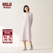 MUJI女式 柔軟針織家居連衣裙 長(cháng)袖睡裙女寬松家居服秋季 FD33CC5A 煙熏粉色 L -XL (170/92A)