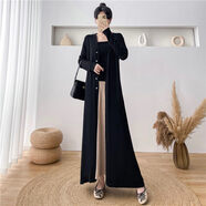 ADTNM感黑色V領(lǐng)針織開(kāi)衫女2026早秋慵懶風(fēng)中長(cháng)款修身薄開(kāi)長(cháng)衫 黑色 S (建議80-95體重)