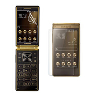 艾么么適用三星防窺手機膜高清水凝膜抗藍光W2019/8內外屏貼膜G9298后背防爆保護膜大器5按鍵貼 三星W2015 內+外磨砂防窺水凝膜+高清按鍵+碳纖維背膜