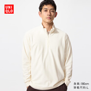 優(yōu)衣庫男裝柔滑彈力搖粒絨半拉鏈套頭衫/長(cháng)袖481184 01 乳白色 XS