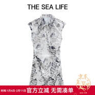 THE SEA LIFE 歐海一生 夏季新品舒適百搭有型新中式印花旗袍B16121 苜?；?L