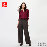 優(yōu)衣庫女裝絨面針織寬腿褲/闊腿褲褲子479284 38 深褐色 2XL /165/84A