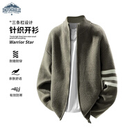 頂峰保羅（Dingfengbaoluo）美式開(kāi)衫毛衣秋季立領(lǐng)拉鏈寬松高級感百搭針織衫XCN10卡其灰2XL