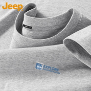 JEEP純棉短袖t恤男夏季運動(dòng)透氣休閑上衣寬松大碼打底衫Z 麻灰 2XL