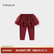 babylove女寶寶假兩件紗裙春秋百搭打底褲公主裙防走光打底半身裙