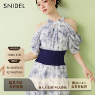SNIDEL2025春夏優(yōu)雅露肩流蘇收腰掛脖印花連衣裙SWFO251123 深藍色 S (0)