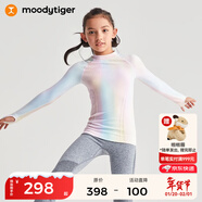moodytiger女童一體織運動(dòng)長(cháng)袖秋冬款兒童上衣提花透氣緊身舒適彈力圓領(lǐng)T恤 戈梅拉之光【上衣】 140 （推薦身高125-145cm）