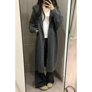 花語(yǔ)志針織開(kāi)衫毛衣女慵懶風(fēng)針織衫外套冬季2025新款寬松中長(cháng)款毛線(xiàn)衣 連帽針織外套【深灰色】