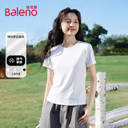班尼路（Baleno）正肩短袖T恤女2026夏季新款白色圓領(lǐng)透氣修身時(shí)尚休閑百搭打底衫