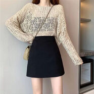 花花公子（PLAYBOY）裙子女冬季2026新款半身裙毛呢黑色西裝短裙美拉德2026高腰腰包臀 黑色自帶安全褲 XL 建議120-130斤