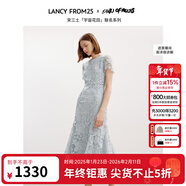 朗姿騏驥紅【宋三土聯(lián)名】蕾絲包臀魚(yú)尾裙夏季新款連衣裙女 霧藍色 S