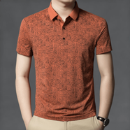 EASTERN CAMEL品牌奢侈男士高端t恤短袖春秋款純色免燙翻領(lǐng)上衣專(zhuān)柜男裝打底衫 桔色【退換0運費】 4XL 130【建議體重185-200斤】 縱享絲