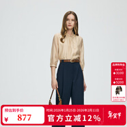 Scofield女裝法式浪漫歐根紗荷葉領(lǐng)襯衫七分袖襯衣2025春季新品 米色 L 170 170