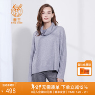鹿王羊絨衫女100%山羊絨針織衫輕薄毛衣高領(lǐng)純色內搭通勤日常寬松慵懶 霧霾灰 M 165/84A/100