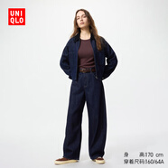 優(yōu)衣庫女裝男裝寬松廓形牛仔褲/彎刀鐮刀褲子479000 482280 479000/69藏青色 24 /155/62A