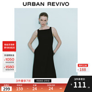 UR2025秋季新款女裝法式氣質(zhì)通勤一字領(lǐng)無(wú)袖連衣裙UWM750004 黑色 XL