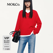 MO&Co.毛衣2025秋新品綿羊毛山羊絨混紡POLO領(lǐng)輕暖智性MBE3SWT044新年紅 西瓜紅色 L /170