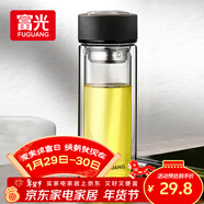 富光 男女士雙層玻璃杯 水杯 支持團購定制 304杯子泡茶杯400ML黑