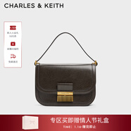 CHARLES&KEITH復古鎖扣豆腐包單肩斜挎包包女包生日禮物CK2-80781400 Dark Moss深苔綠色CK2-80782444 S/M