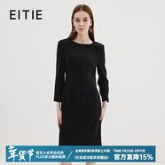 愛(ài)特愛(ài)（EITIE）高級感圓領(lǐng)釘珠刺繡魚(yú)尾羊毛呢禮服連衣裙冬季新款7277902 極簡(jiǎn)黑20 M 160