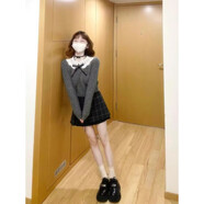 書(shū)與茶法式小香風(fēng)連衣裙韓劇千金風(fēng)兩件套秋冬甜美公主裙學(xué)院風(fēng)連身裙 毛衣+半身裙=兩件套裝 S