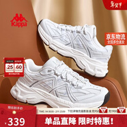 卡帕（Kappa）復古運動(dòng)老爹鞋男冬季新款厚底增高休閑情侶小白鞋子男白灰色 42