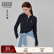 Teenie Weenie小熊女裝長(cháng)袖T恤2025秋季新款半開(kāi)襟溫柔時(shí)尚打底衫 藏青色 M