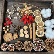 詠幻心悠樹(shù)裝飾松果干果棉花花環(huán)包 松果干花混裝[豪華裝33個(gè)] 干樹(shù)枝