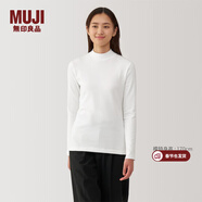 MUJI女式 起毛羅紋編織半高領(lǐng)長(cháng)袖T恤上衣打底衫女款內搭春秋女裝條紋 白色 4A L （165/88A）