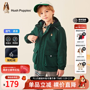 暇步士（Hush Puppies）童裝兒童厚風(fēng)衣冬季新款男女大童純色搖粒絨外套時(shí)尚厚風(fēng)衣 叢林綠 160 cm