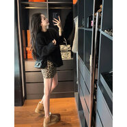 俏博萊網(wǎng)紅炸街減齡洋氣時(shí)尚套裝女秋冬2023新款高級感氣質(zhì)豹紋裙兩件套 黑色上衣+卡其色裙子【獨特超好看茶系韓劇穿搭活潑減 XS