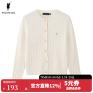 POLOWALK紅色麻花針織開(kāi)衫女秋冬新款保羅女裝新年本命年毛衣開(kāi)衫外套上衣 米白【AM8W53580111】 M (160)
