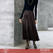 顏域（YANYEE）中長(cháng)款顯瘦A字半身裙女裝2025新款冬季裙子安可拉紅色百褶裙 咖色 L