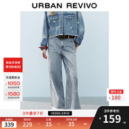 UR2025秋季新款女裝輕芭蕾休閑風(fēng)拼接蕾絲牛仔長(cháng)褲UYL850013 藍色 27