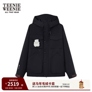 Teenie Weenie小熊情侶款外套2025冬季新款時(shí)尚工裝大口袋連帽夾克 黑色 XL