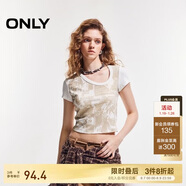 ONLY 2025春季復古搖滾風(fēng)做舊修身正肩短袖T恤女|125101048