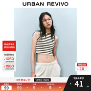 UR2025秋季新款女裝法式休閑撞色條紋修身圓領(lǐng)背心UWB450015 黑色條紋 S