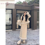 溥畔秋季新款時(shí)尚兩件套裝女仿鹿皮絨小香風(fēng)加絨加厚外套高腰半身短裙 短裙套裝 圖片色 S  建議80-95斤