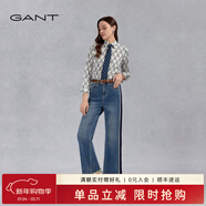 GANT/甘特2025夏季新款女裝藍色褲子時(shí)尚百搭通勤直筒闊腿牛仔褲 407-藍色 M