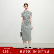 范思藍恩天才少女學(xué)院風(fēng)polo連衣裙女2025夏新款長(cháng)款收腰裙子2179 花灰色 L