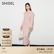 SNIDEL2025秋冬新品優(yōu)雅翻領(lǐng)修身長(cháng)袖純色針織連衣裙SWNO254307 粉色 均碼 (F)