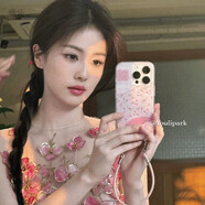 恭懷由里公園ins白鹿少女甜美格紋碎花掛繩15適用17pro蘋(píng)果17ProMax手機殼iPhone16全包17韓系14Promax 格紋碎花手機殼 單手機殼,iPhone 15 _4