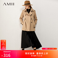 AMII女裝2025復古雅痞風(fēng)風(fēng)衣外套女新款雙排扣小個(gè)子中長(cháng)款大 卡其 S